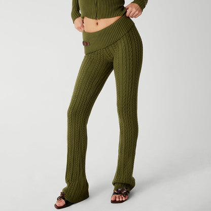 Amelia Straight-leg Pants Knitted Sweater Suit