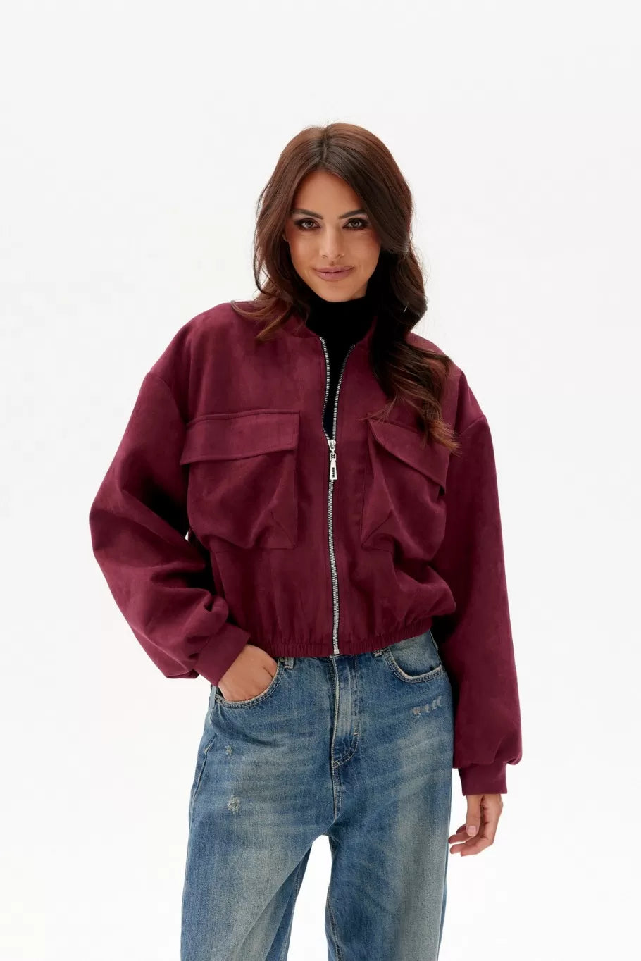 Amelia jacket with flap pockets | Red Wine