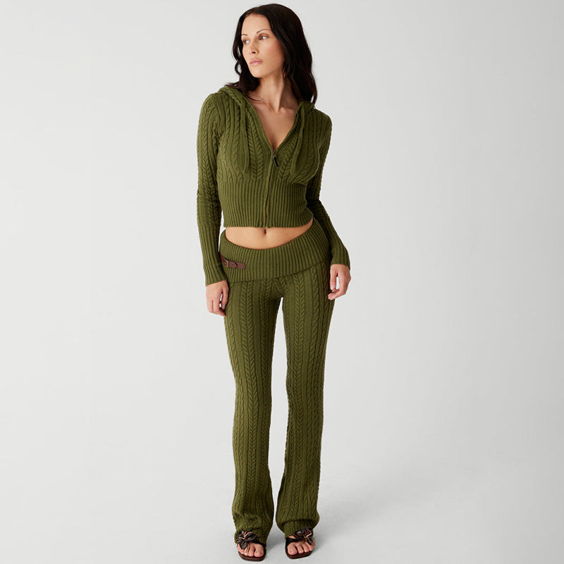 Amelia Straight-leg Pants Knitted Sweater Suit