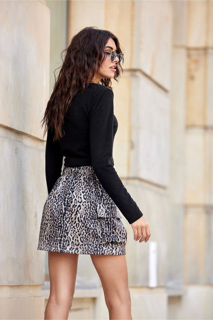 Amelia Leopard Print mini skirt